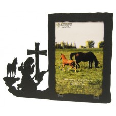 Praying Cowgirl 5x7 vertical black metal picture frame   180731248726